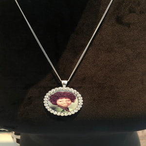 Circle Rhinestone Photo Necklace