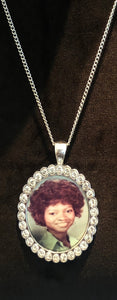 Circle Rhinestone Photo Necklace