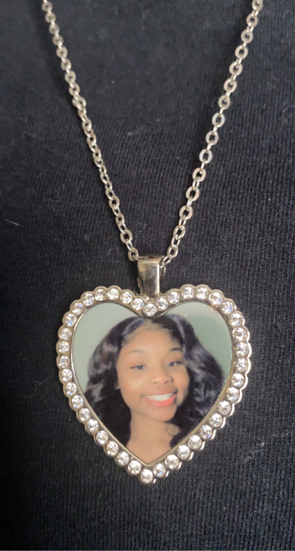 Heart Rhinestone Photo Necklace